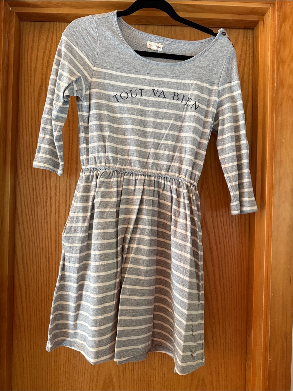 Maison Jules Gray & White Striped Knit Casual Dress
